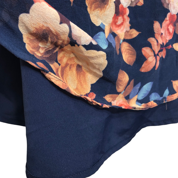 J Crew Silk Floral Tank Navy Blue Pink Size 6 - Picture 3 of 7